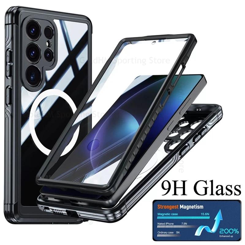 360° Full Body Front+Back Hybrid Armor Case For Samsung S25 Ultra S23 S24FE 9H Glass Heavy Duty Cover For Galaxy A55 A16 A36 A56