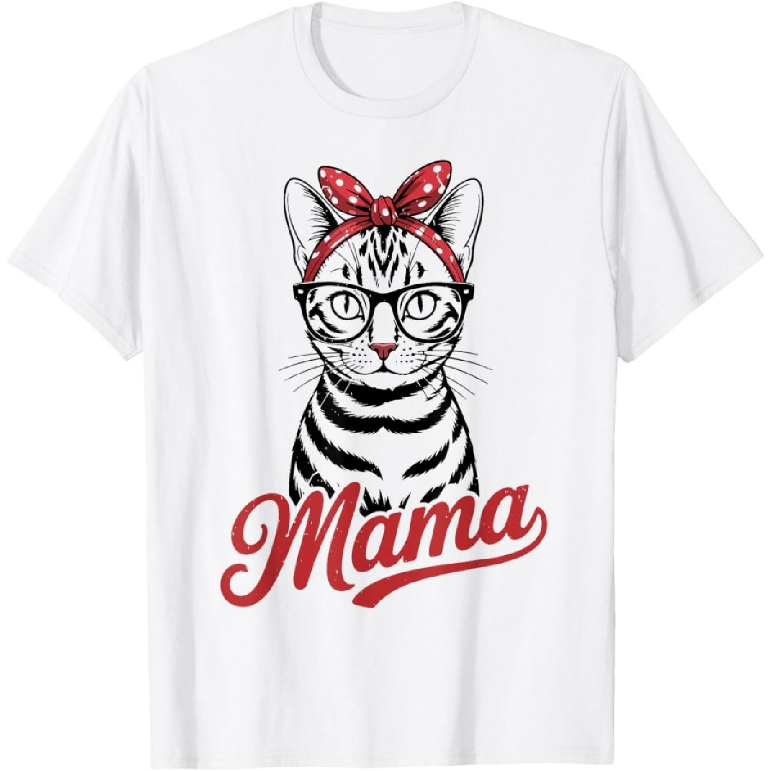 

Cat Mama Bengal Cat Mom Shirts for Women Funny Cat Mommy T-Shirt XXXXXL білий