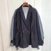 European Station New Denim Splicing Blazer Women's Autumn Medium and Long Versatile Korean Version Loose Top Trendy Brand