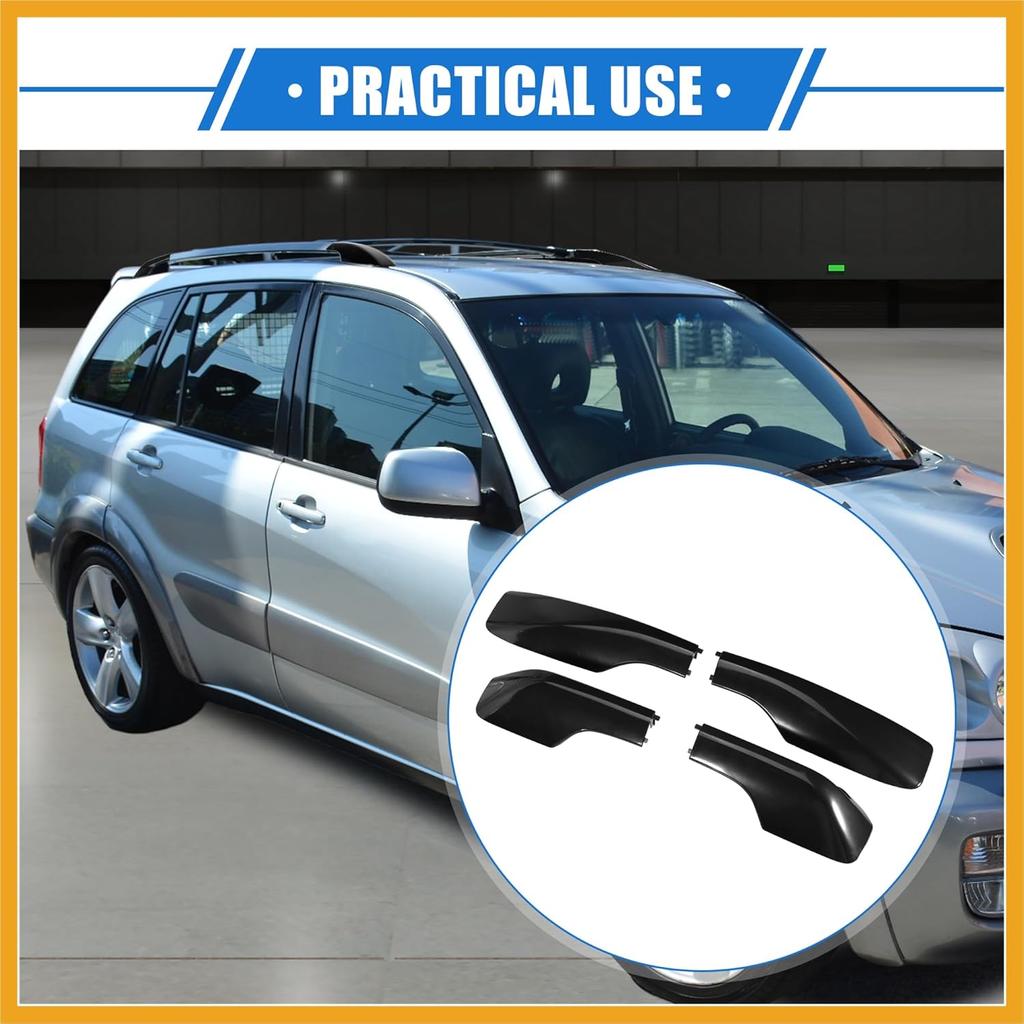 4pcs Car Roof Rack Side Rails End Cover Shell Cap Compatible for Toyota RAV4 2001-2005, Durable Plastic Black Cargo Rack Legs Protection Replacement