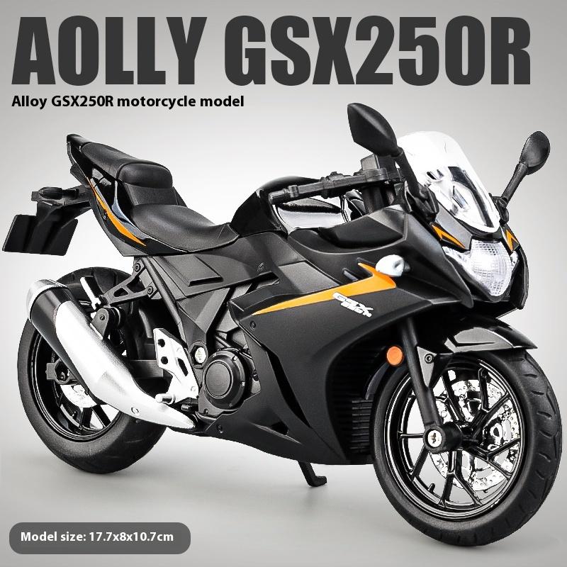 1/12 Suzuki GSX-250R Motorcycle Toy Alloy Diecast Model Sound and Light Toys Rubber Tires Miniature Racing Model Present for Kid