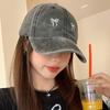 Korean Bow Embroidered Baseball Cap For Women Girl Washed Cotton Summer Outdoor Sunscreen Hat Solid Color Adjustable Hats