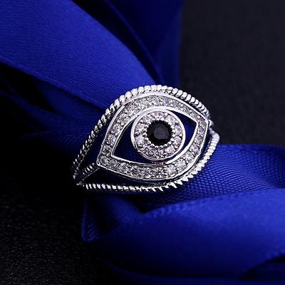 New Creative Devil's Eye Copper Ring with Micro Inlaid Zircon Handmade Jewelry, Fashionable and Versatile for Men and Women