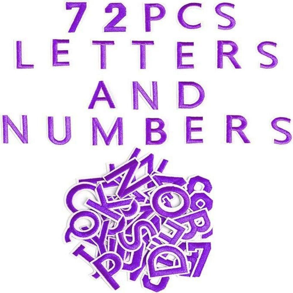 72Pcs A-Z 0-9 Alphabet Embroidered Patches Colorful Sewing Appliques  Clothing Decoration