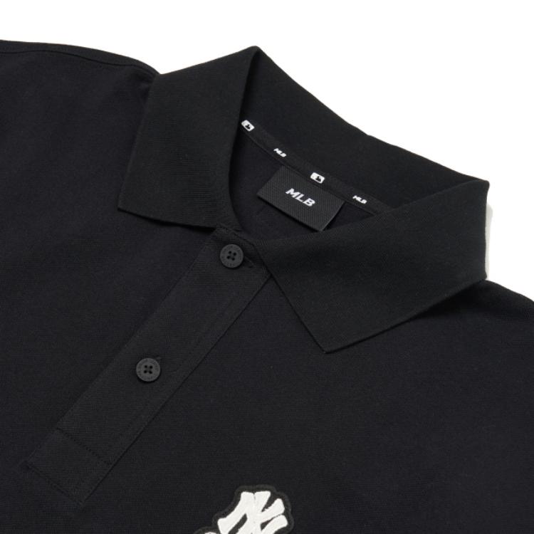 New MLB Base Logo Polo Shirt Men's Black 3LPQH1023-50BKS