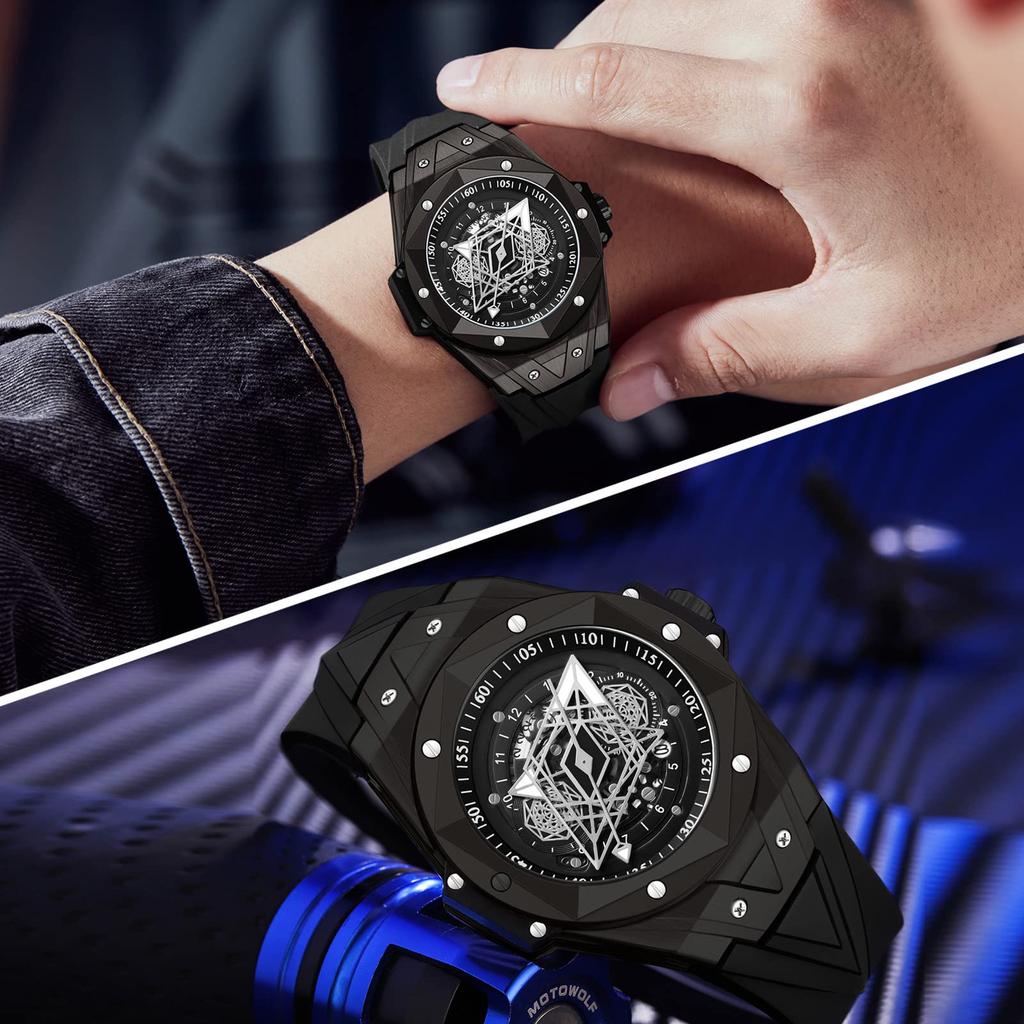 RORIOS Men's Quartz Watch, Multifunctional, Lightweight, Waterproof, Luminous, Day of the Week Display, Stylish, Popular, Simple, Unisex, Perfect for