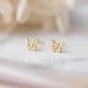 925 Silver Inlaid Crystal Butterfly Stud Earrings Women Classic Daily Jewelry Exquisite Quality