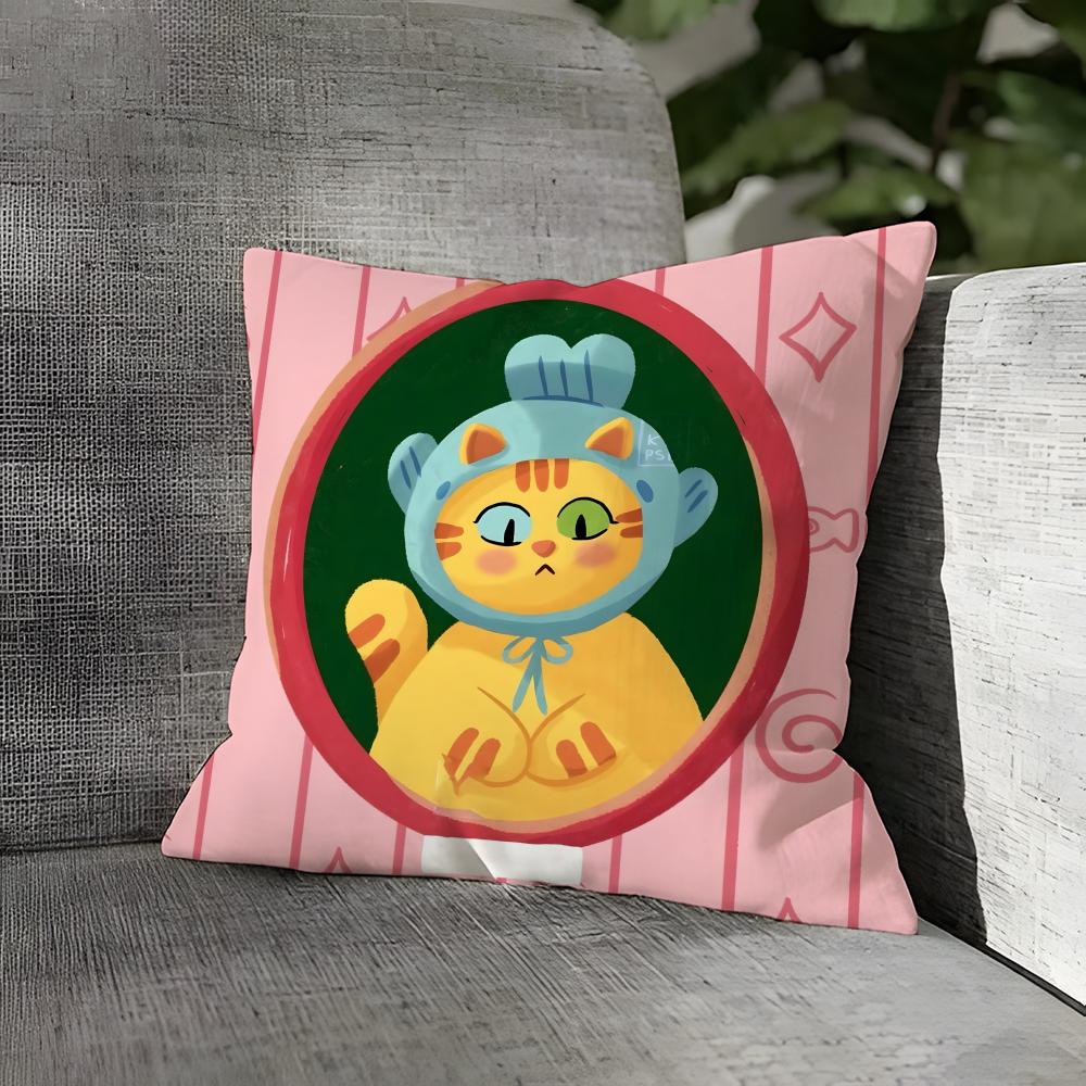 Cute Cat Pattern Pillow Case Linen Pillows Case Cushions Case Sofa Pillows Case Decor Home