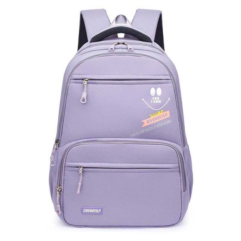 Cartables à imprimé sourire Légers Grande capacité Sac à dos pour filles du collège et du lycée Étudiants Style scolaire doux 31 16 44cm