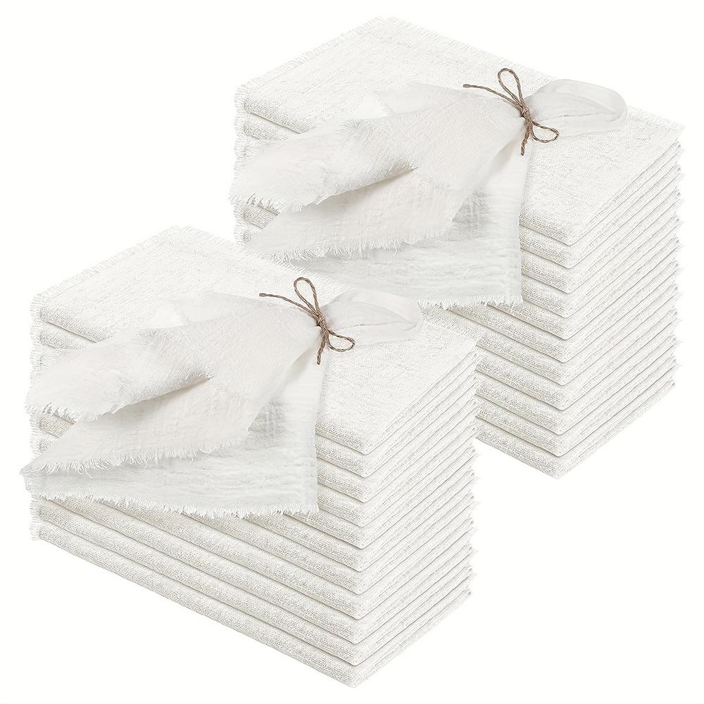 set of 10 Gauze Cotton Cloth Napkins 32x32cm Fabric Wedding Decor Everyday Use Dinner Tea Towel Table Village  Christmas Napkins