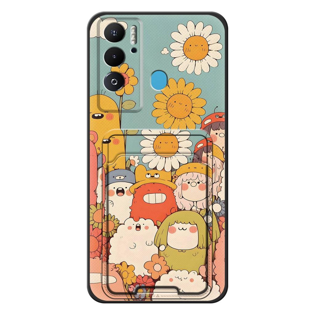 Card sleeve TPU Phone Case For Tecno Pova Neo Cartoon Silicone Shockproof Card bag Cute Fashion Design Card slot Cover
