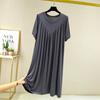 Modal Plus Size Summer Pleated Nightgown for Women – Loose, Mid-Length Home Dress