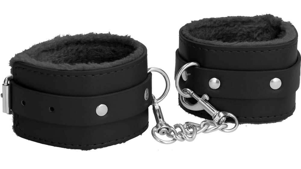 Menottes de chevilles Plush Noir - Ouch! - Menottes