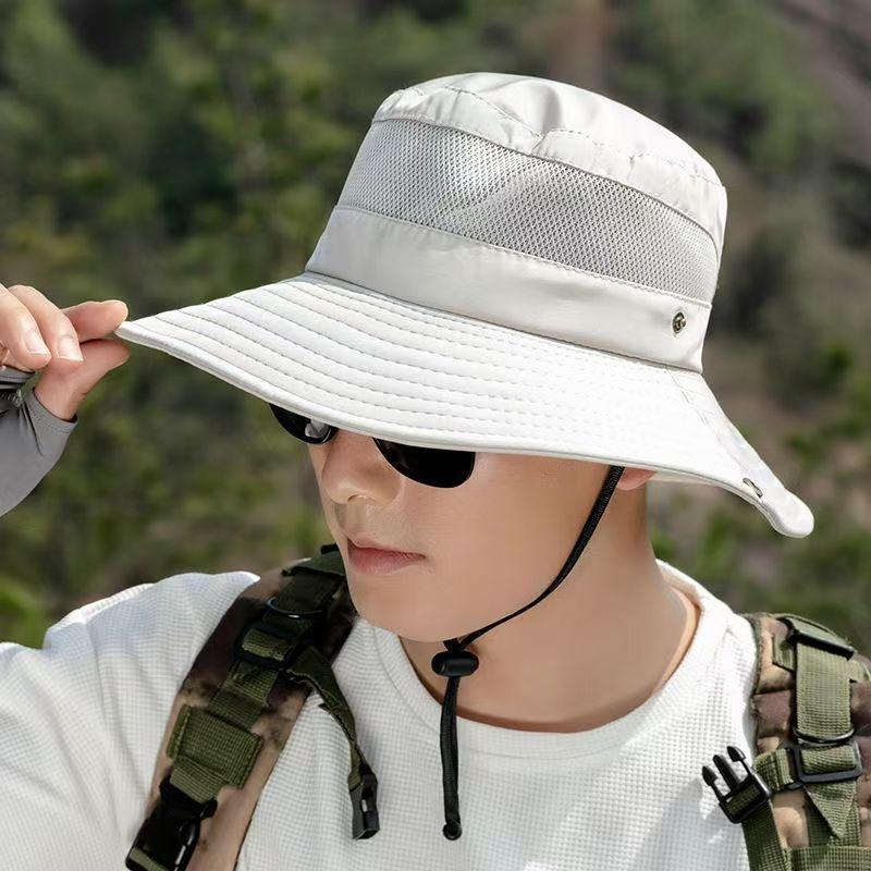 New Summer Mesh Breathable Bucket Hat Men's Outdoor Hiking Hat Women's Big Brim Sun Hat Benny Hat