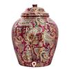 Printed Copper Water Dispenser Pot Matka, 13L, Maroon Design, Pure Copper for Healthy Drinking, with Lid & Tap, Home