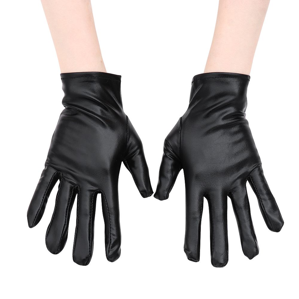 Black Patent Leather Gloves Short Fingerless Full Fingers Gloves Halloween Dance Leather Lolita Gloves Wholesale