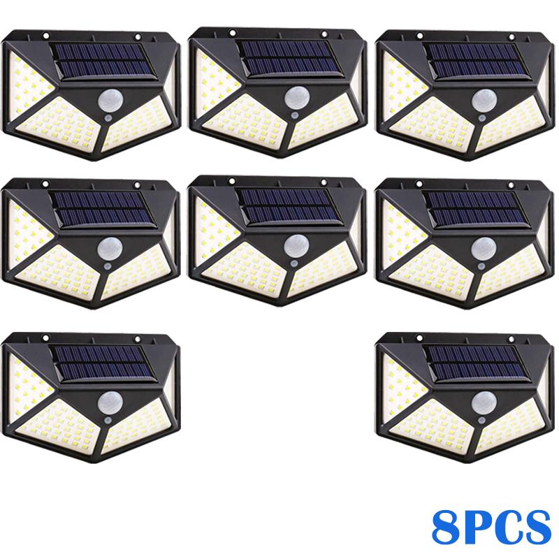 Newest Solar Lights Outdoor 100LED Wall Lamp 3 Modes Lighting Motion Sensor Security Wireless Waterproof Lights for Garden Decor