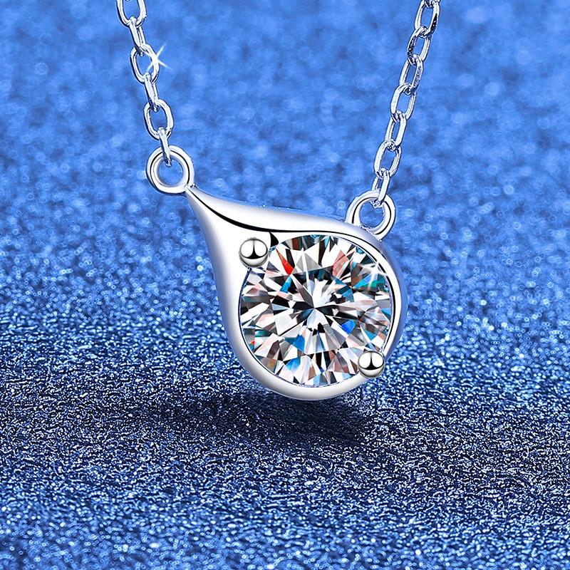 1ct Moissanite Necklace D Color Waterdrop Pendant Clavicle Chain Women