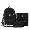 New Casual Middle School School Bag Trendy Brand Large Capacity Solid Color Backpack Four Piece Set High Value Backpack Men