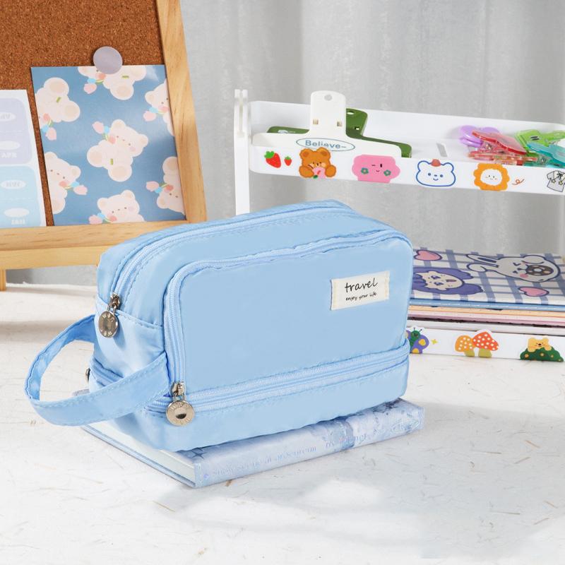 

Double Layer Simple Stationery Case Large Capacity Student For School Kids Office