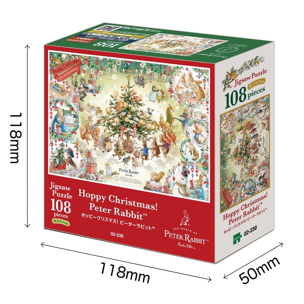 EPOCH Jigsaw Puzzle Peter Rabbit Hoppy Peter x with and Score Ticket 108-Piece Christmas! Rabbit™ (18.2 25.7 cm) 02-230 Glue, Spatula,