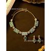 Socialite Temperament Grandmother Green Water Necklace Earring Set Light Luxury Fashion High-end Elegant Accessories Cross-border