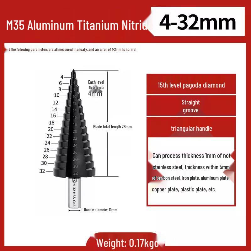 Tiangong Pagoda High-Hardness Universal Step Drill Bit Set for Stainless Steel