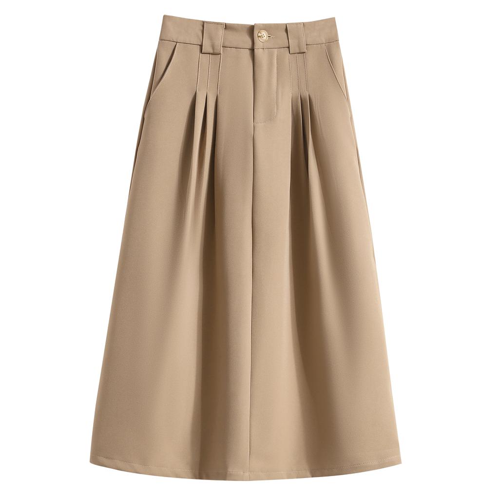 DIMANAF 2025 Frühling Sommer Übergröße Neue Röcke Damenbekleidung Mode Locker Plissee Rock Hohe Taille Vintage