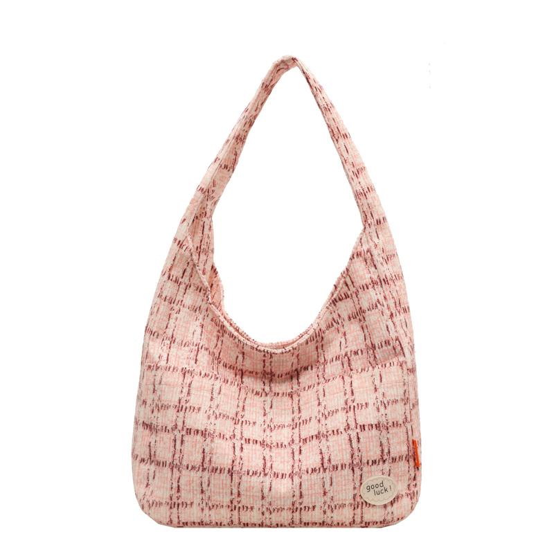 

Жіноча трикотажна сумка через плече великої місткості для під пахвами Сумка для учнівського класу рожевий