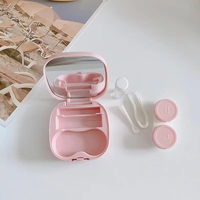 1pc Contact Lens Color Case Bring A Mirror Simple Square Box Portable Companion Kit Holder Contact Eye Lenses Storage Protector