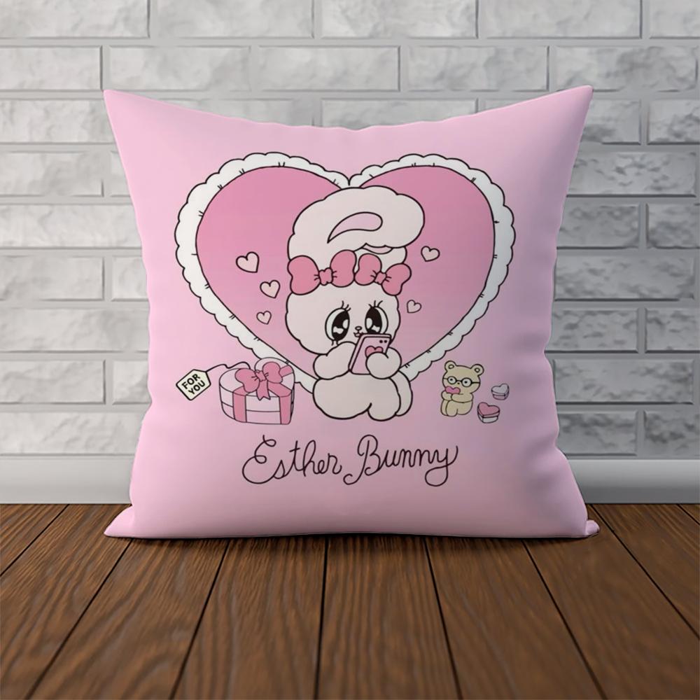 Cute EEsther Bunny Pillow Case For Car Sofa Decorative Home Doublesided Print Plush Square Throw Pillow Cushion Cover