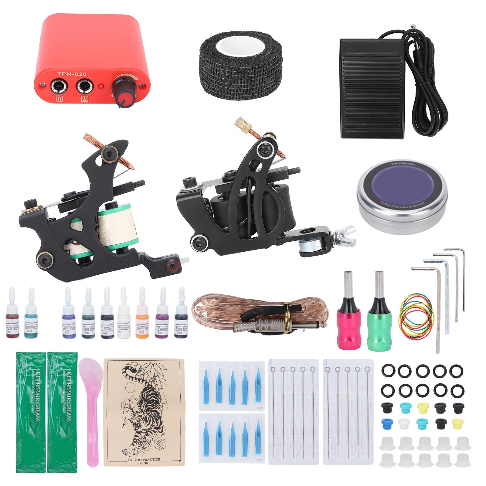

Комплект для тату-машинки с катушкой, блок питания, шнур с зажимом, педаль, игла для тату, набор инструментов для практики татуировок EU Plug
