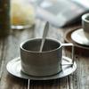 Retro Frosted Stainless Steel Coffee Cup Japanese Industrial Style 304 Stainless Steel Teacups and Saucers Household Tableware