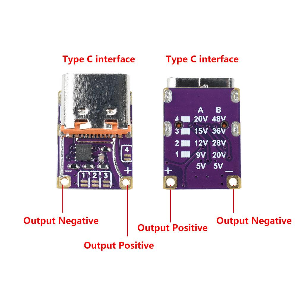 PD3.0 PD3.1 QC3.0 Fast Charging Module DC 5V/9V/12V/15V/20V Default Output Voltage Trigger Fast Charging Module Type-C Interface