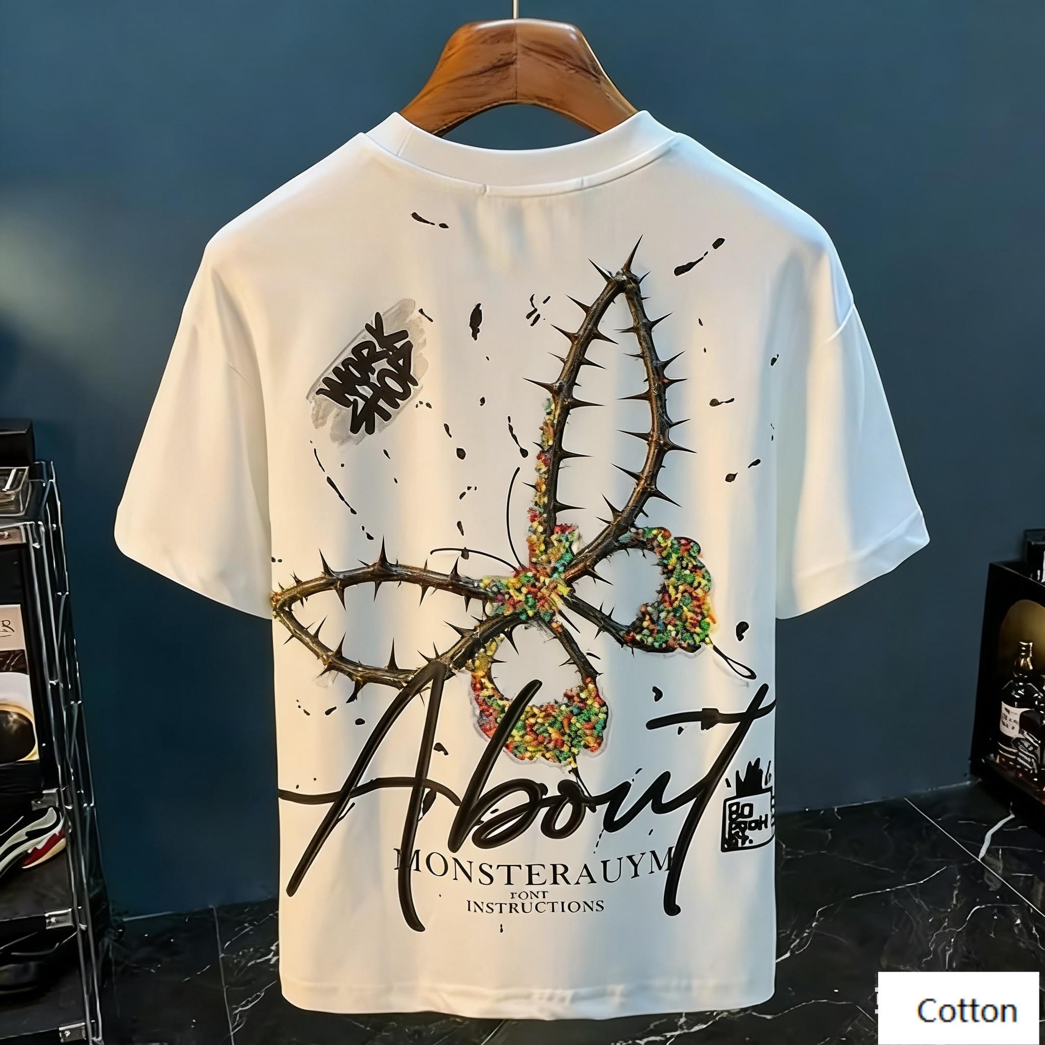 

Thorn Spider with Colorful Particle Graphic TShirt Artistic Splash Ink Print Pure Cotton Tee AvantGarde Streetwear Style L