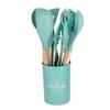 Beiyou 12-Piece Silicone Kitchen Utensil Set with Wooden Handles