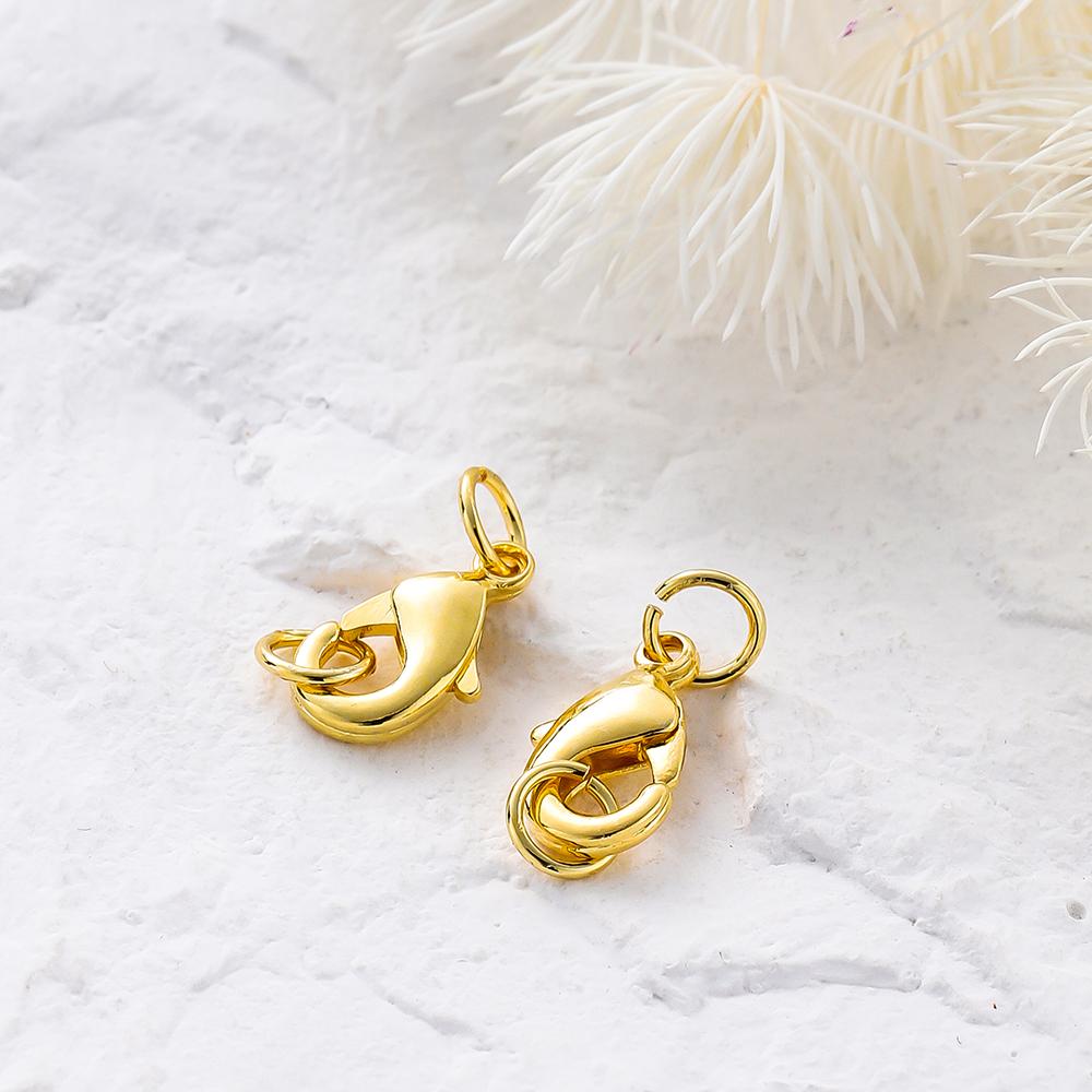 10 pièces/lot Fermoirs mousqueton en Or 14K 18K Avec anneau de saut Chaîne d'extension pour collier et bracelet Connecteurs Pour la fabrication de bijoux DIY Apprêts