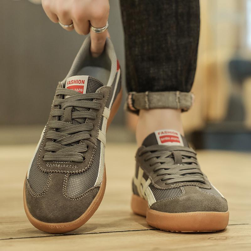Summer Breathable Comfortable High  Breathable Style Cow Suede Leather Mesh Retro German Training Shoes39-44 Lightweight Men's