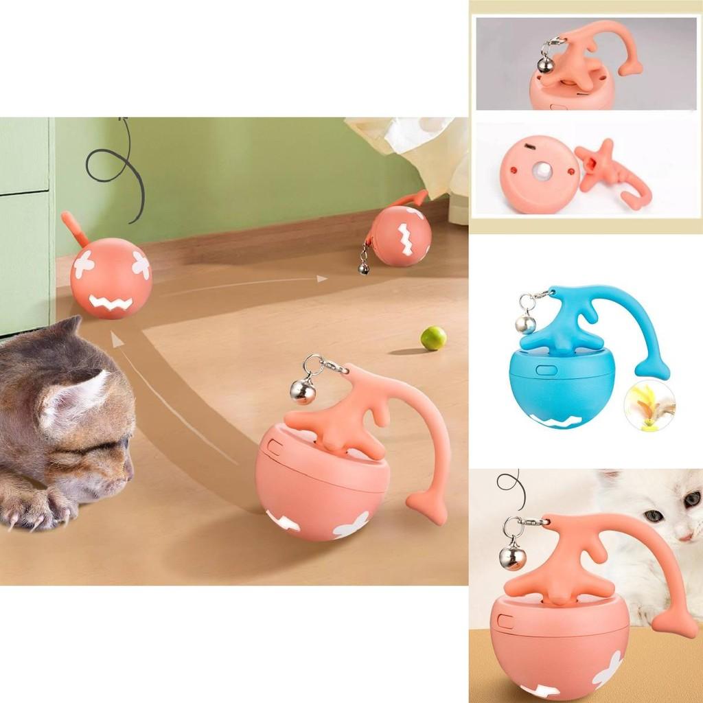 Innovative Electric Cat Teaser Ball With Colorful Glow And Replaceable Feather Toys