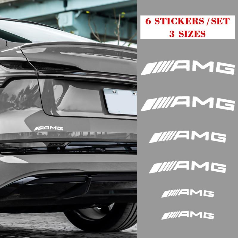 For Benz S-W226Pcs High Temp Brake Caliper Sticker For Mercedes Benz AMG W204 W205 W212 W213 W176 W463 Black White Wheel Hub Decal Accessories