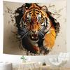 VIKAMA 3D Tiger Bursting Through Wall Tapestry  Perfect for Adding Dramatic and Bold Style to Any Room Decor Ideal for Home