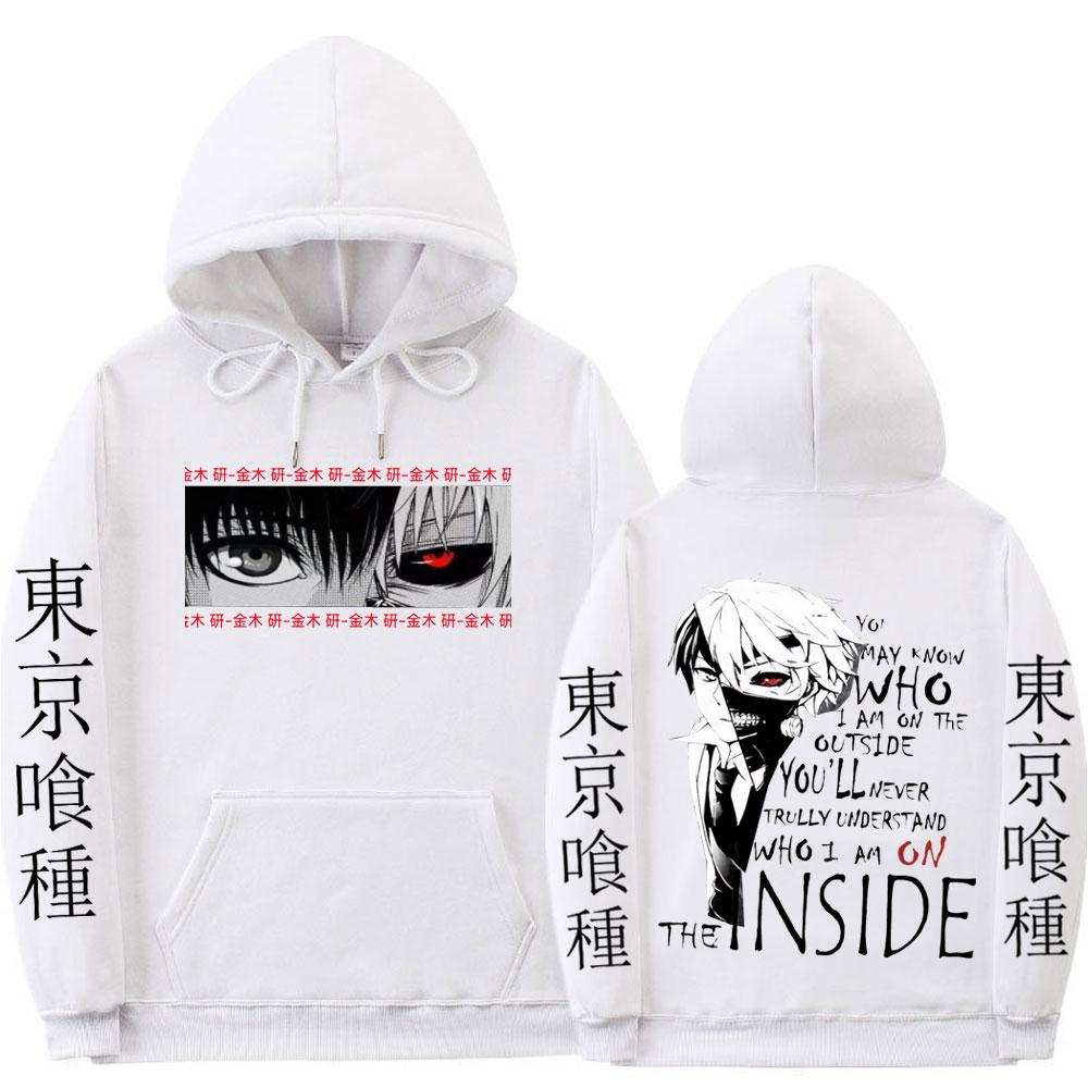Japanese Anime Kaneki Ken Tokyo Ghoul Graphics Print Hoodie Men's Women Fashion Gothic Cool Hooded Sweatshirts Unisex Streetwear