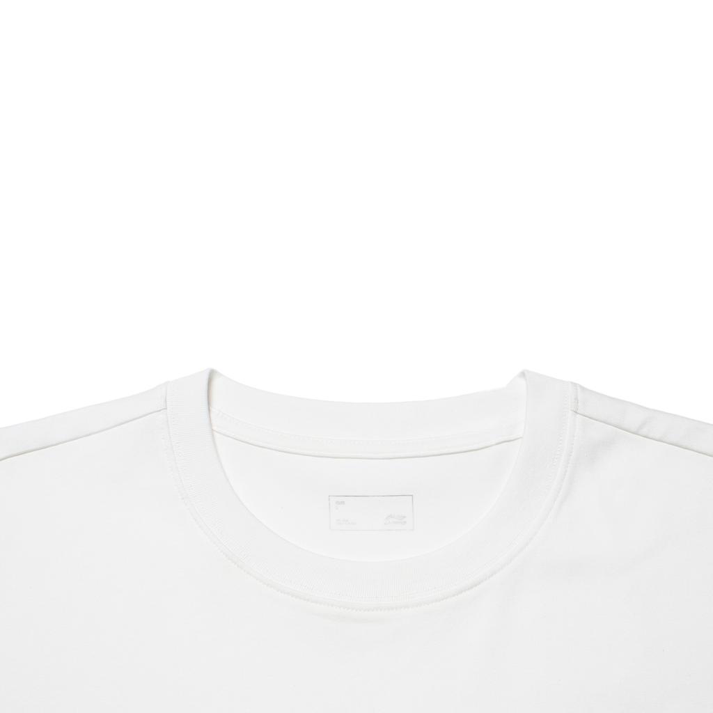 Li Ning Sports Lifestyle Series American Casual Versatile Letter Logo Printed Round Neck Short Sleeve T-Shirt Unisex Tops Off-White AHSU793-2
