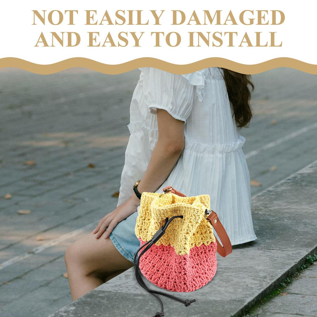 19.45 Inch Drawstring Strap Replacement for Bucket Bag Purse Crochet Bag PU Detachable Pull Cord Adjustable Keeper Strap