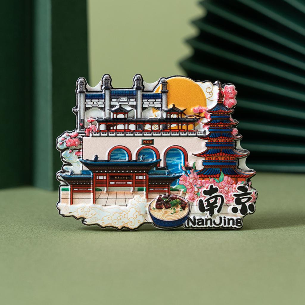 City refrigerator stickers, Beijing Nanjing scenic spots, Chinese style travel souvenirs, landmarks, cartoon 3D magnetic sticker