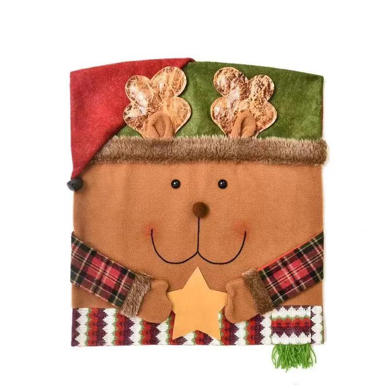 Christmas Chair Back Elastic Stretch Cover Santa Clause Holiday Party Decor Dining Kitchen Chair Covers Christmas Decoration