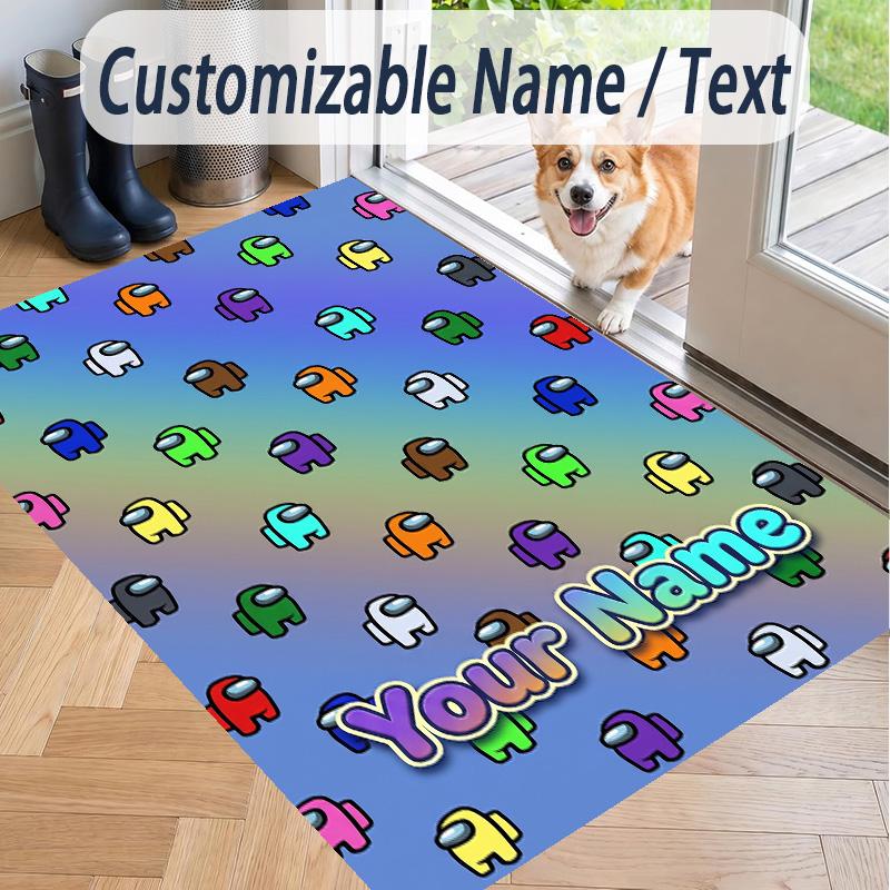Custom Text Printed Rug Among Us Non Slip Floor Carpet For Home Room Decor