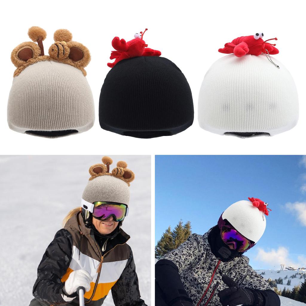 Ski Helmet Cover, Ski Cap Cover, Cartoon Multifunction Funny Decorative for Outdoor Sports Helmet Decoration Snow Helmet Cover