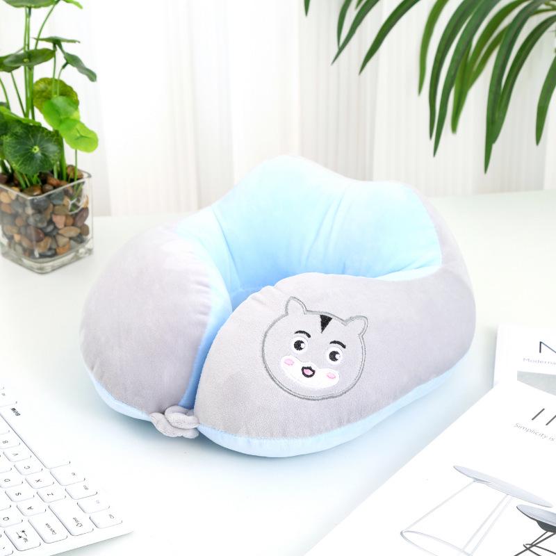 Cartoon Portable U-Shaped Neck Pillow - Foldable & Multifunctional for Travel
