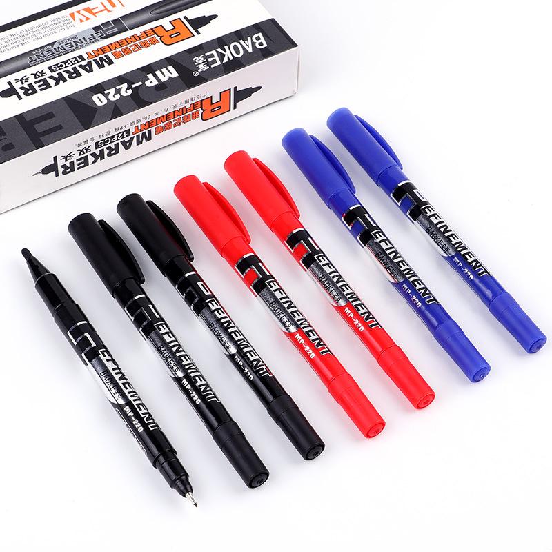 BOKE MP220 Double-Ended Quick-Drying Waterproof Oil-Based Outliner and Border Art Pen.